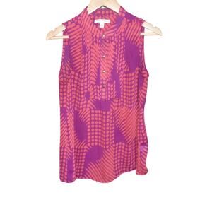 Banana Republic Womens Red and Purple Sleeveless Pleated Bodice Tunic Size Small